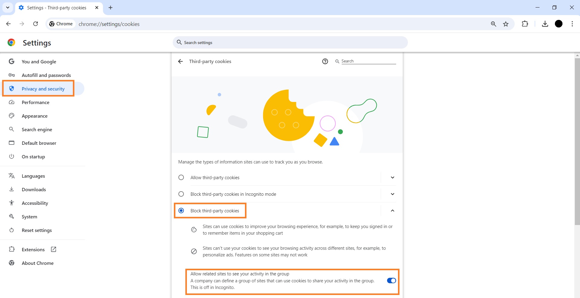 Stop tracking cookies on Chrome