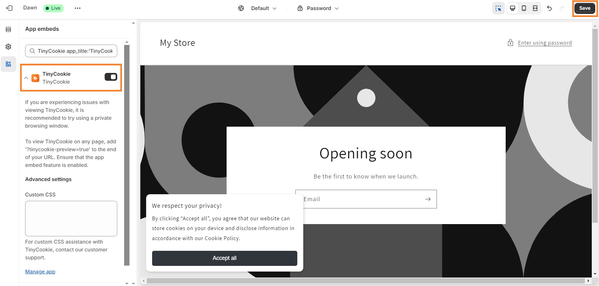 Embed TinyCookie app