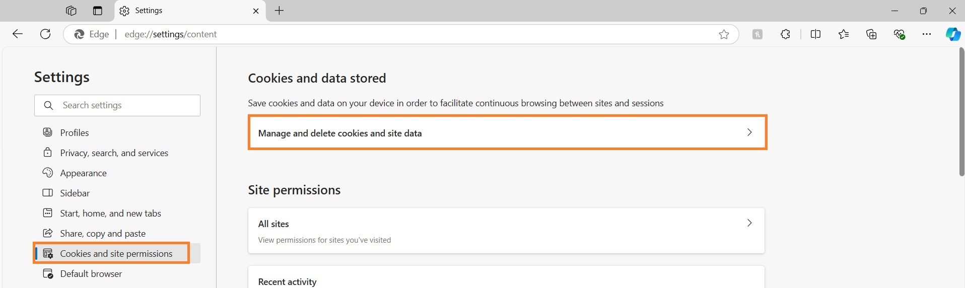 Block third-party cookies on Edge