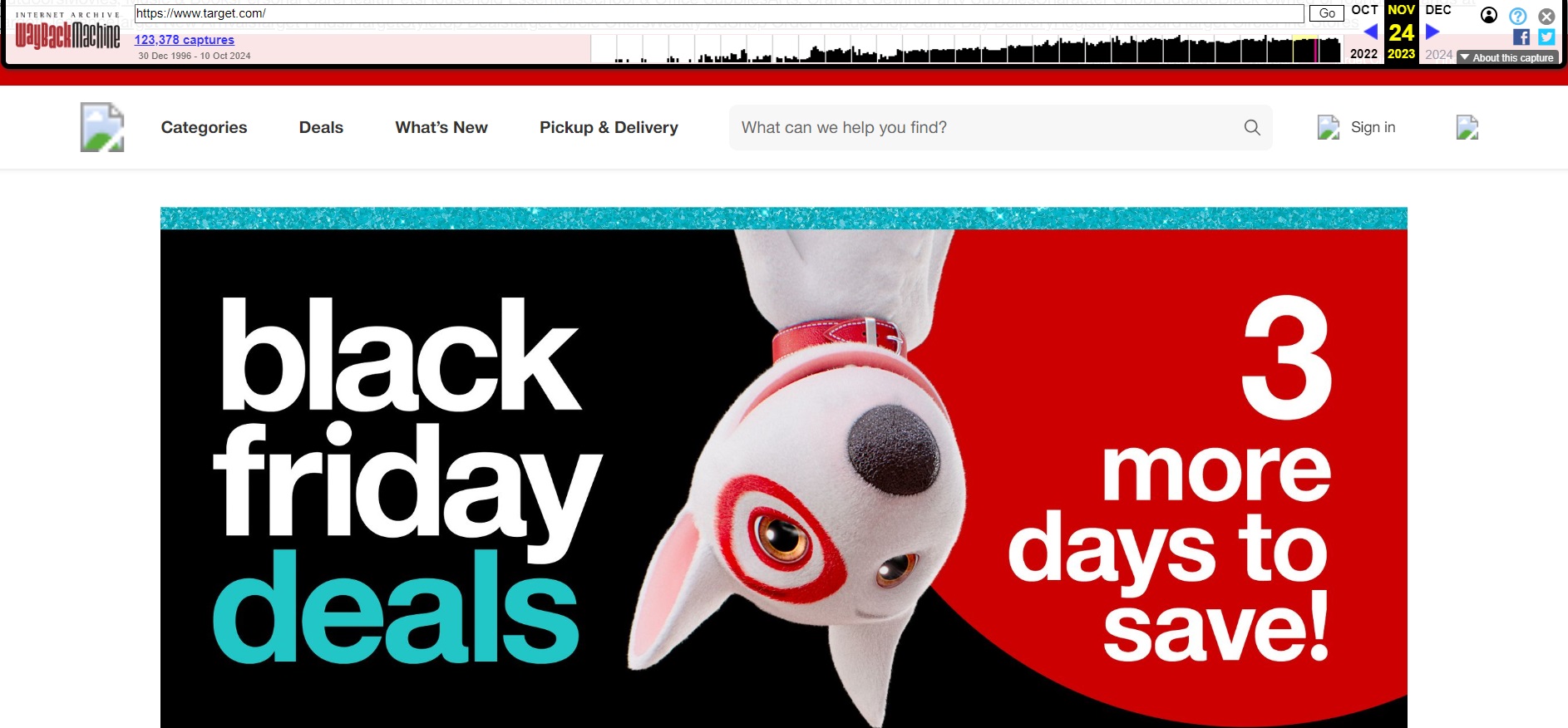 Wayback Machine Target Black Friday example