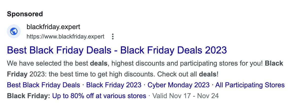 Black Friday expert Google ad
