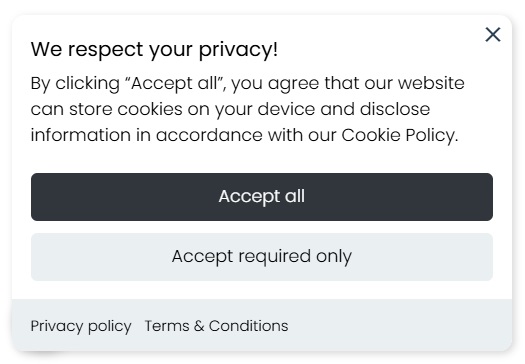 TinyCookie cookie banner example