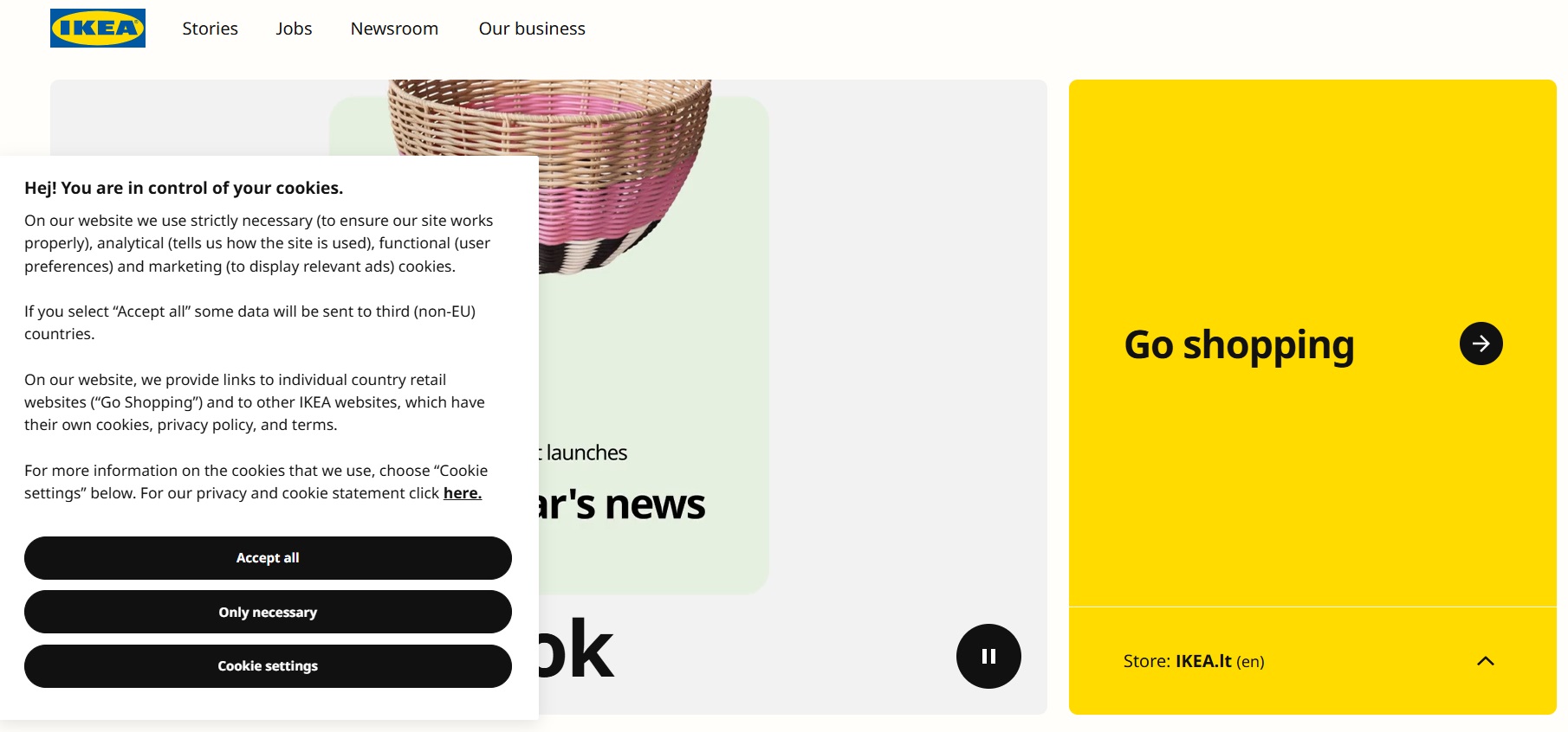 IKEA cookie banner example