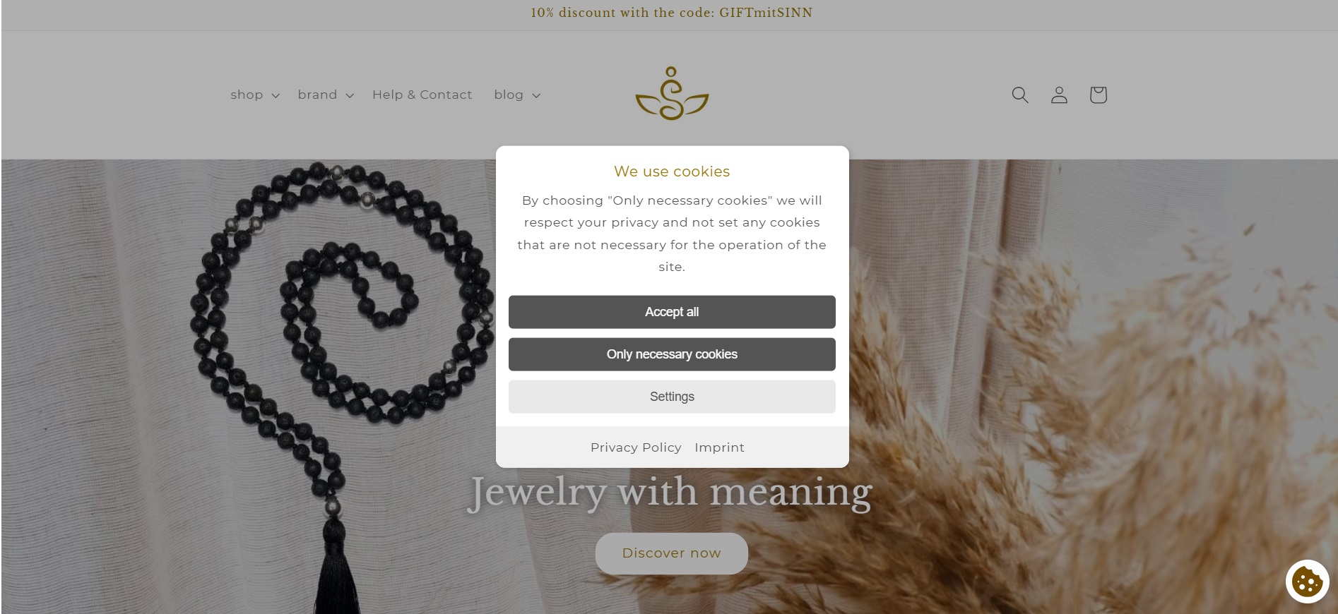 Spiriense cookie banner example