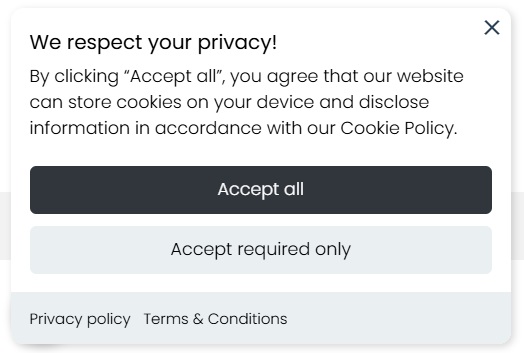 TinyCookie banner example