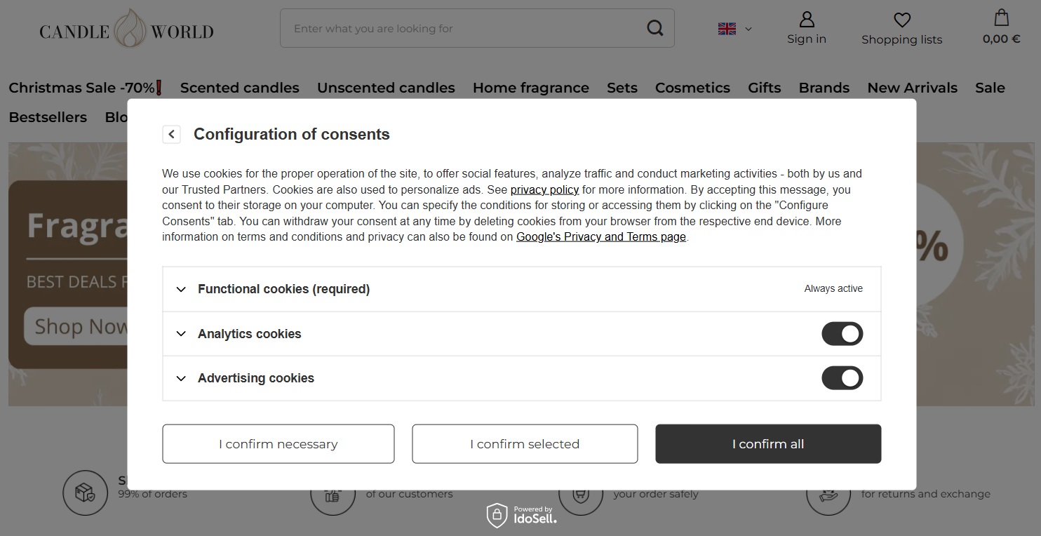 Pre-ticked consent options example