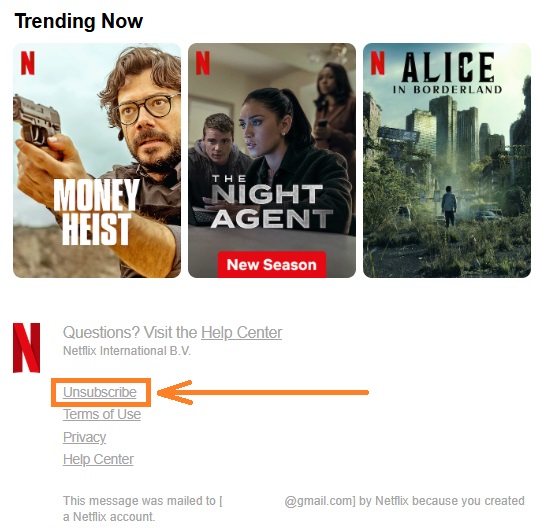 Email unsubscription link example