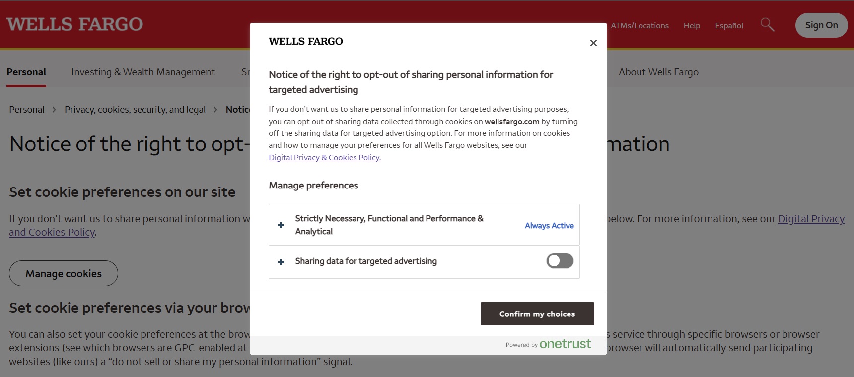 Wells Fargo DNS link example