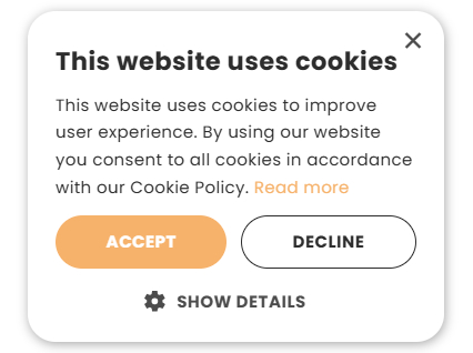 GDPR cookie banner example