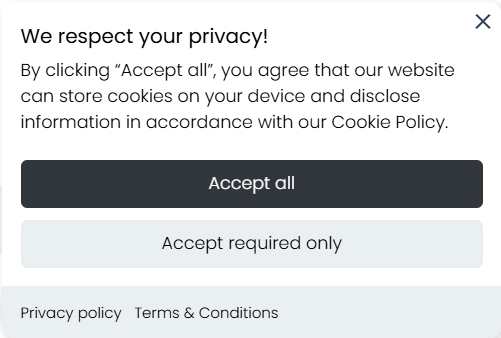 Cookie banner made with TinyCookie