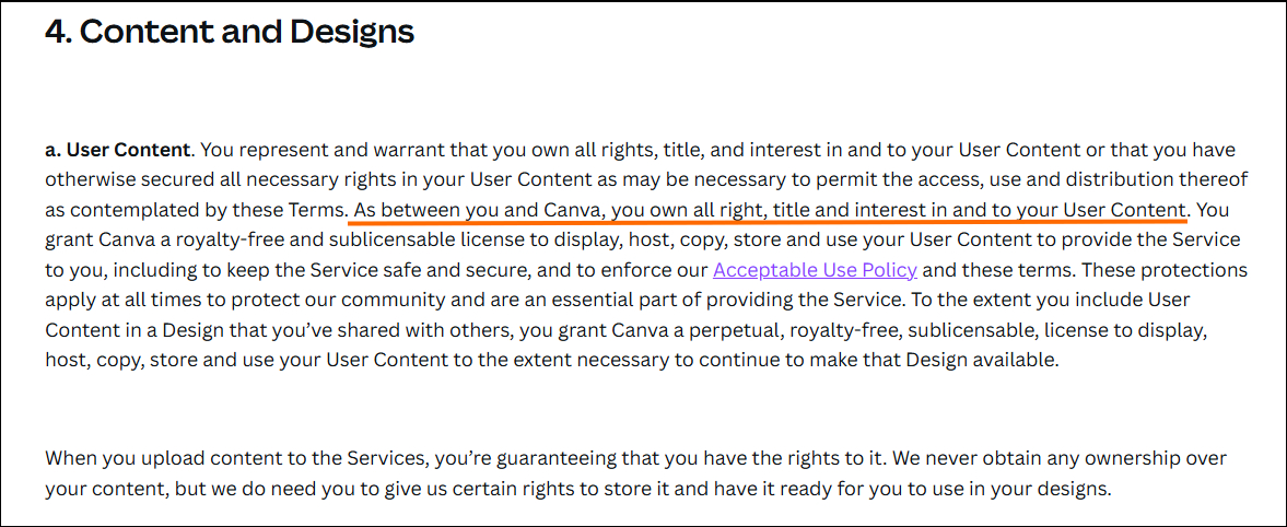 Terms and conditions user contributions