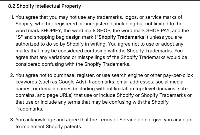 Terms and conditions intellectual property