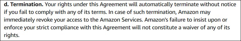 Terms and conditions account termination