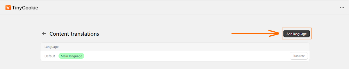 Add cookie banner language on TinyCookie